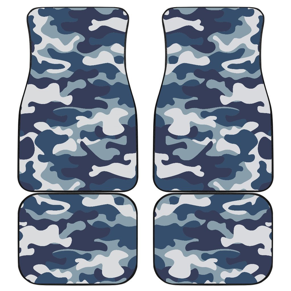 Blue And White Camouflage Print Front And Back Car Floor Mats/ Front Car Mat