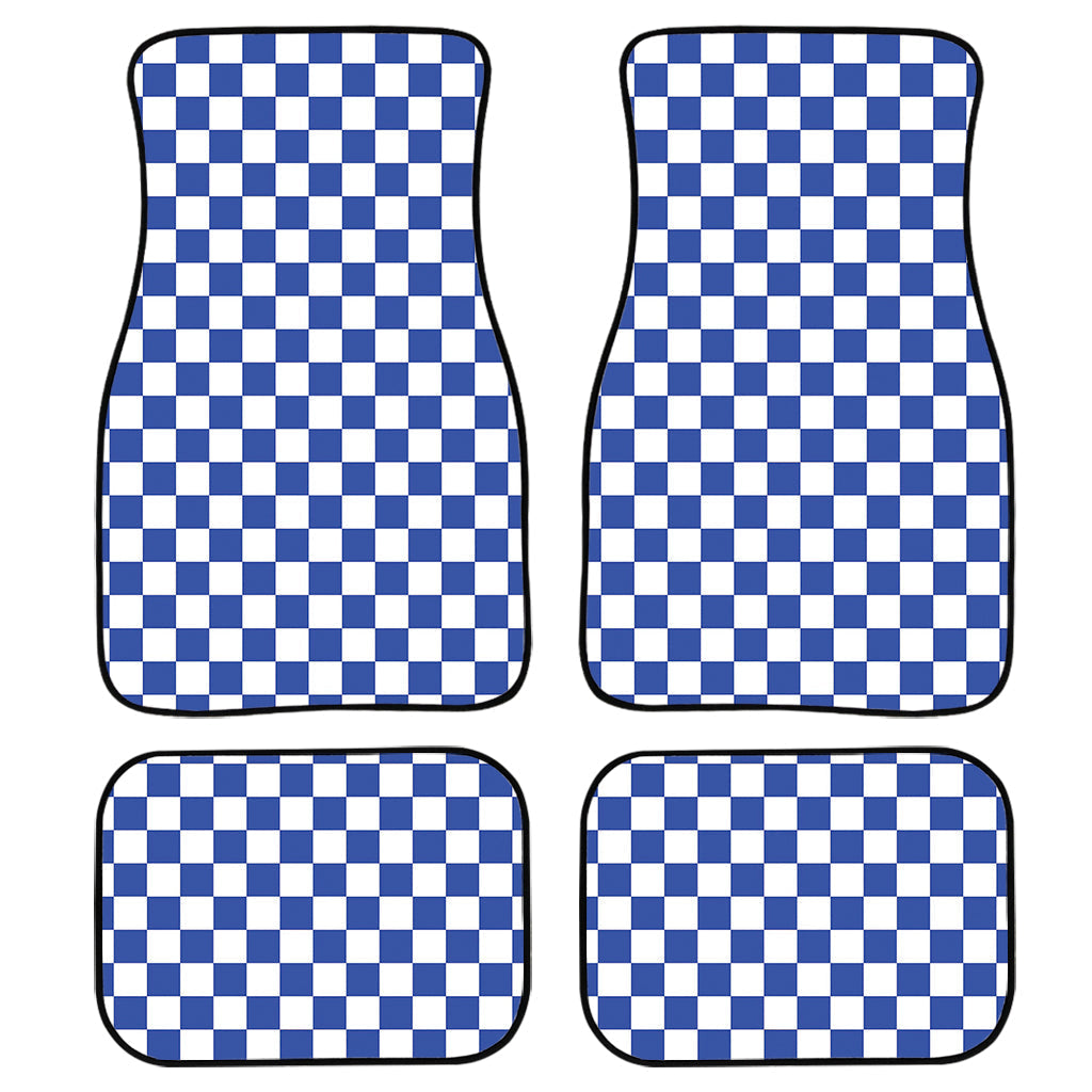 Blue And White Checkered Pattern Print Front And Back Car Floor Mats/ Front Car Mat