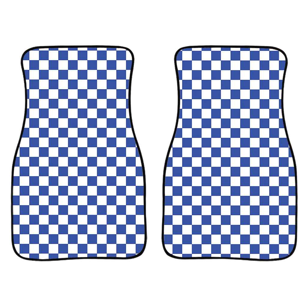 Blue And White Checkered Pattern Print Front And Back Car Floor Mats/ Front Car Mat