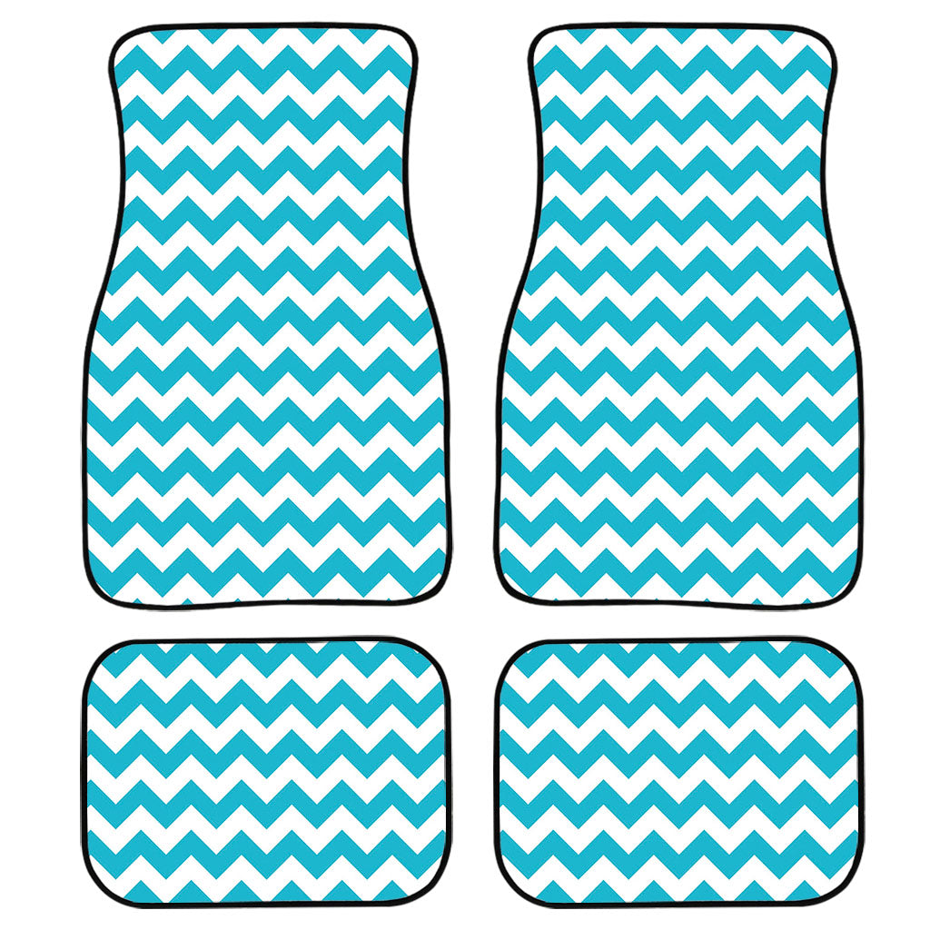 Blue And White Chevron Pattern Print Front And Back Car Floor Mats/ Front Car Mat