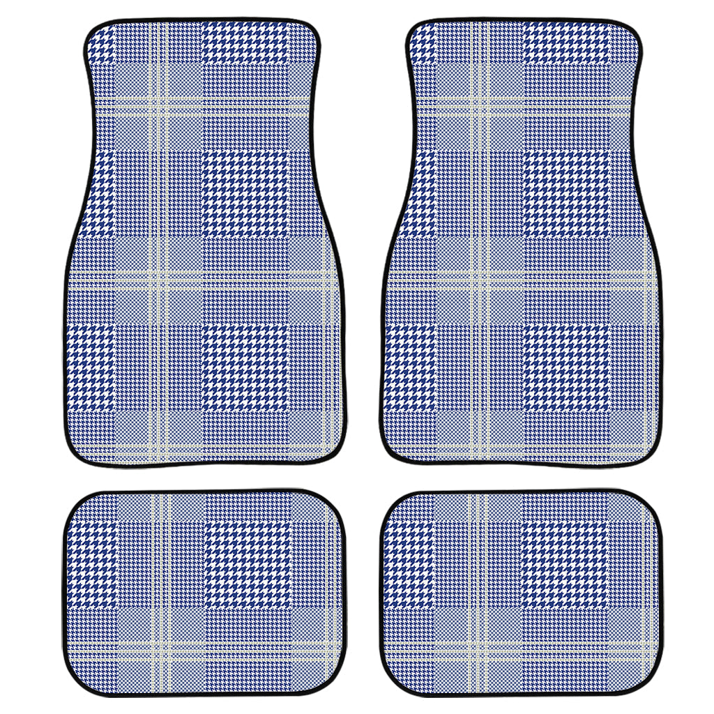 Blue And White Glen Plaid Print Front And Back Car Floor Mats/ Front Car Mat