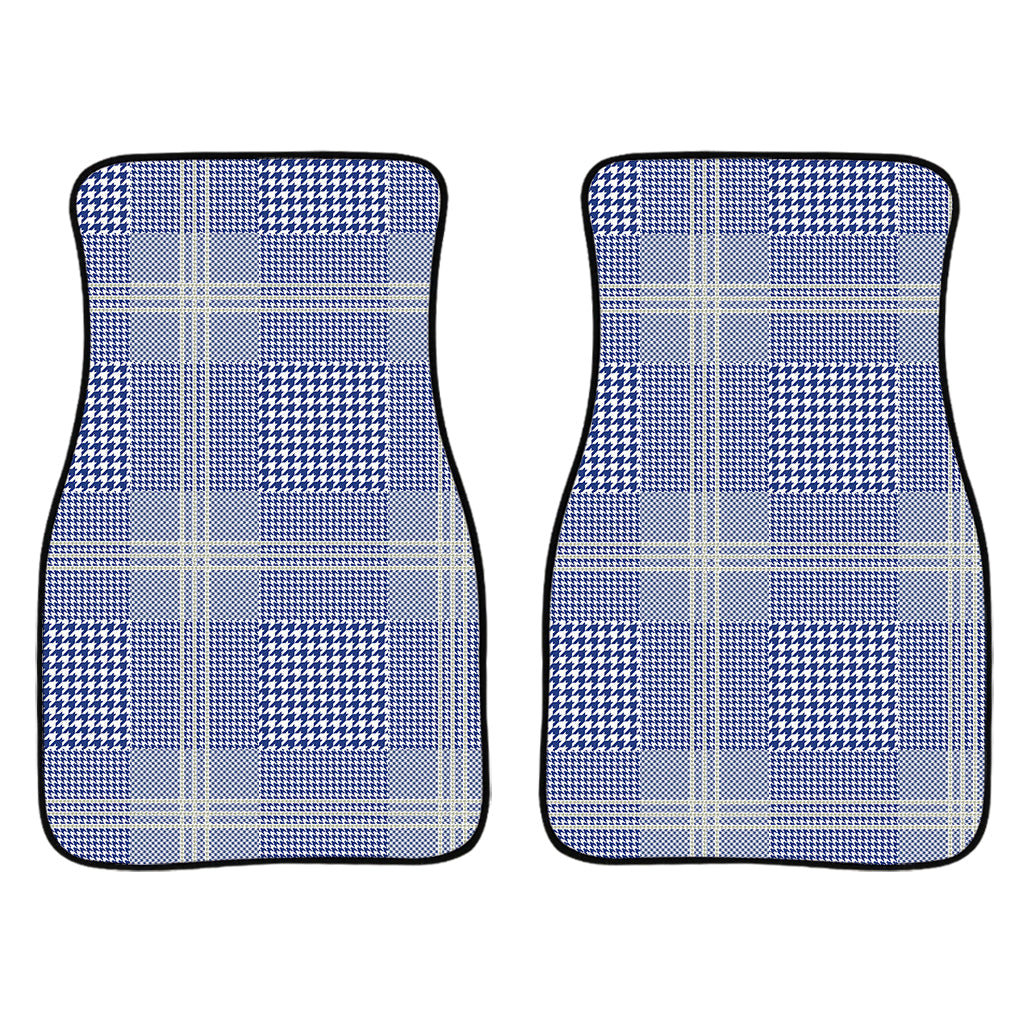Blue And White Glen Plaid Print Front And Back Car Floor Mats/ Front Car Mat
