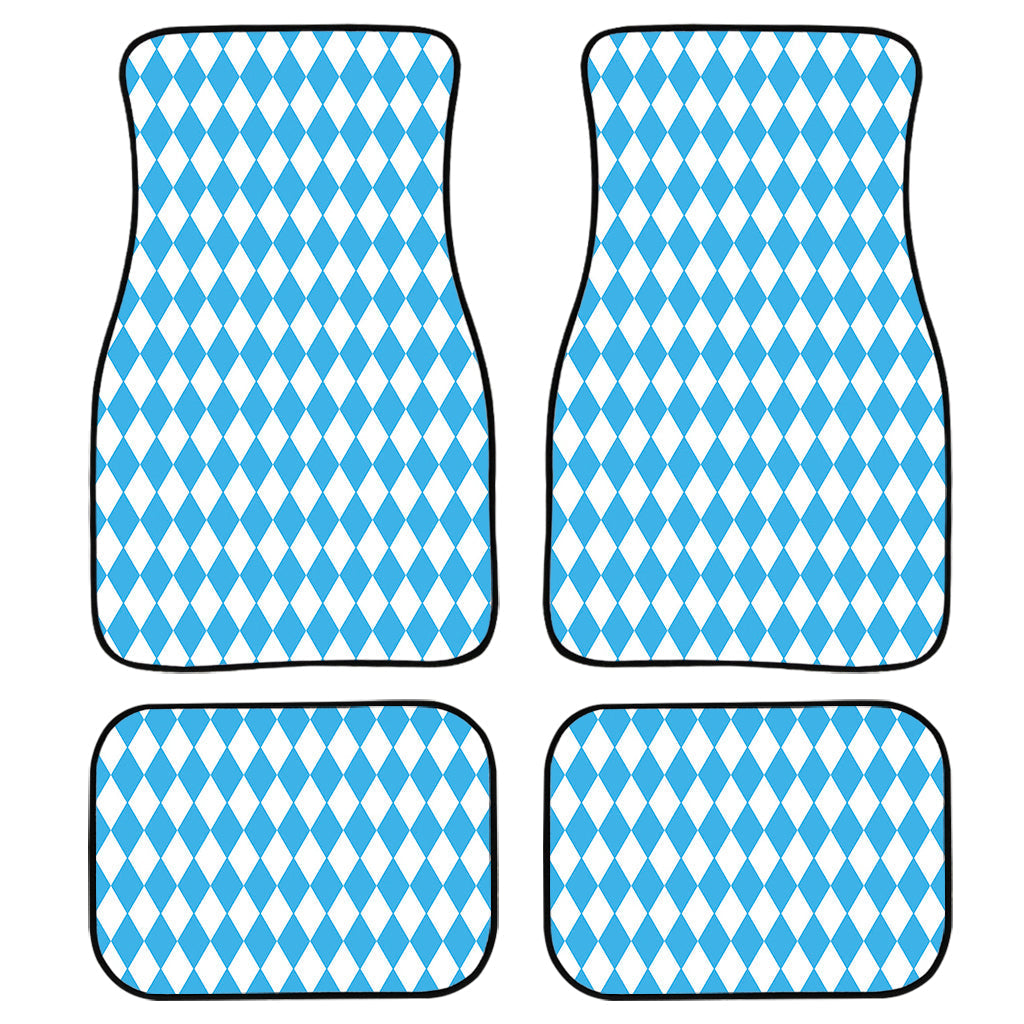 Blue And White Harlequin Pattern Print Front And Back Car Floor Mats/ Front Car Mat