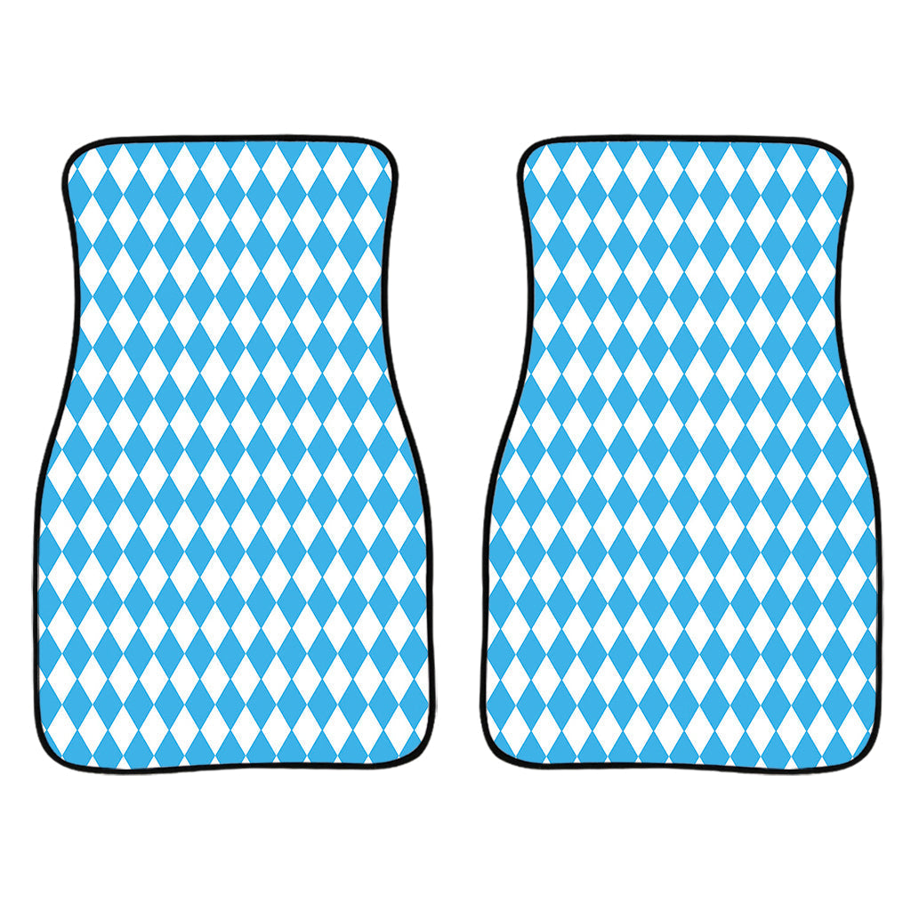 Blue And White Harlequin Pattern Print Front And Back Car Floor Mats/ Front Car Mat