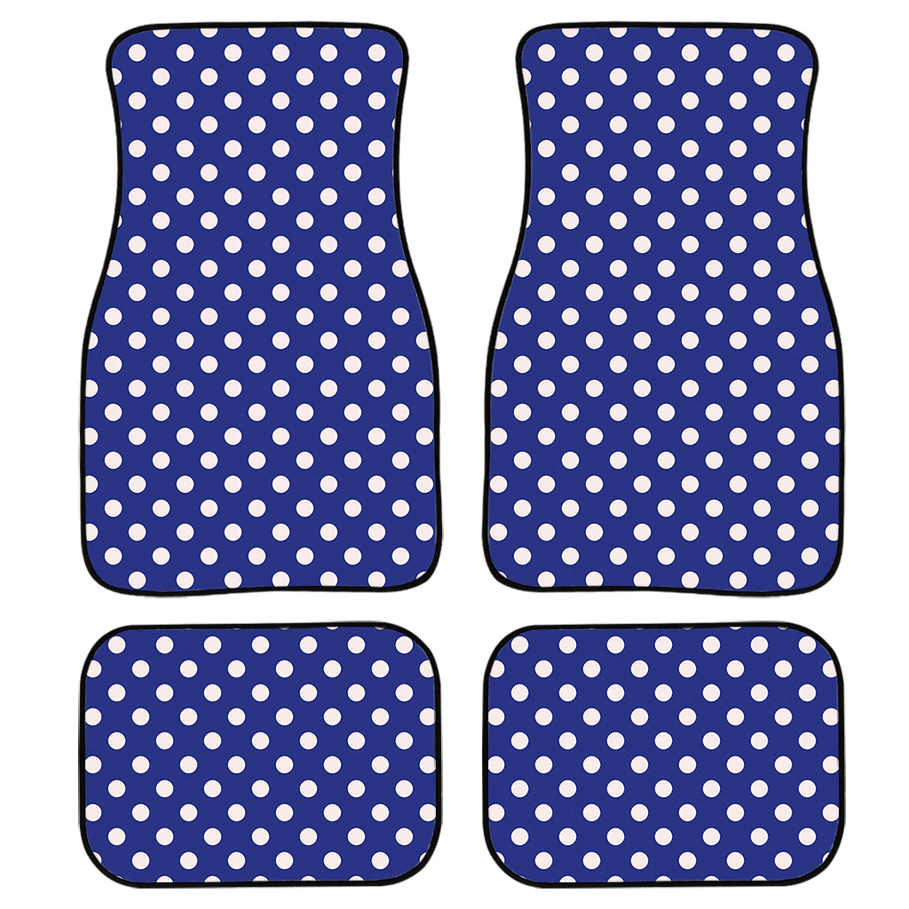 Blue And White Polka Dot Pattern Print Front And Back Car Floor Mats/ Front Car Mat