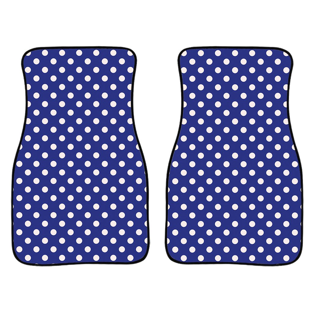 Blue And White Polka Dot Pattern Print Front And Back Car Floor Mats/ Front Car Mat