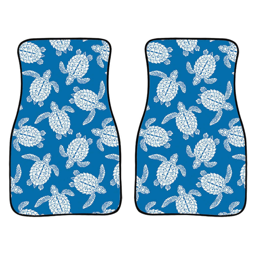 Blue And White Sea Turtle Pattern Print Front And Back Car Floor Mats/ Front Car Mat