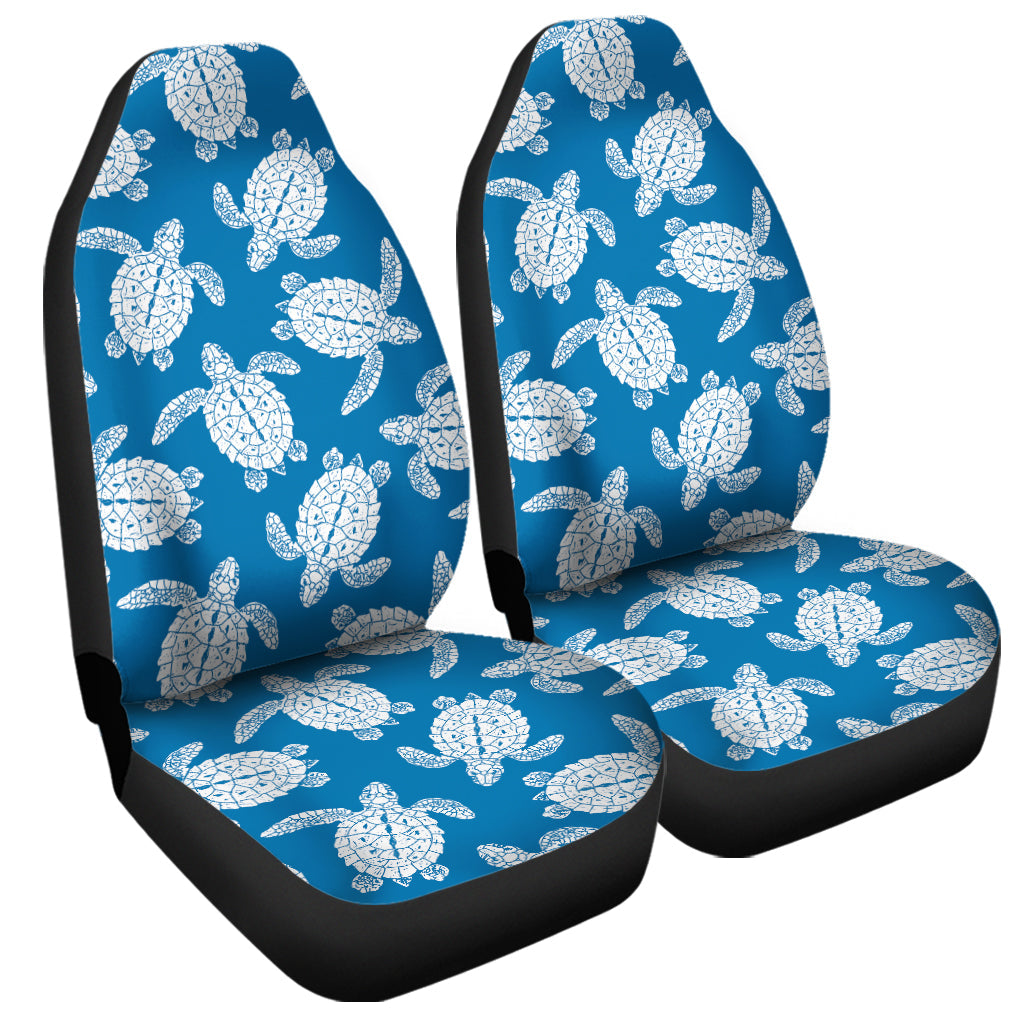 Blue And White Sea Turtle Pattern Print Universal Fit Car Seat Covers