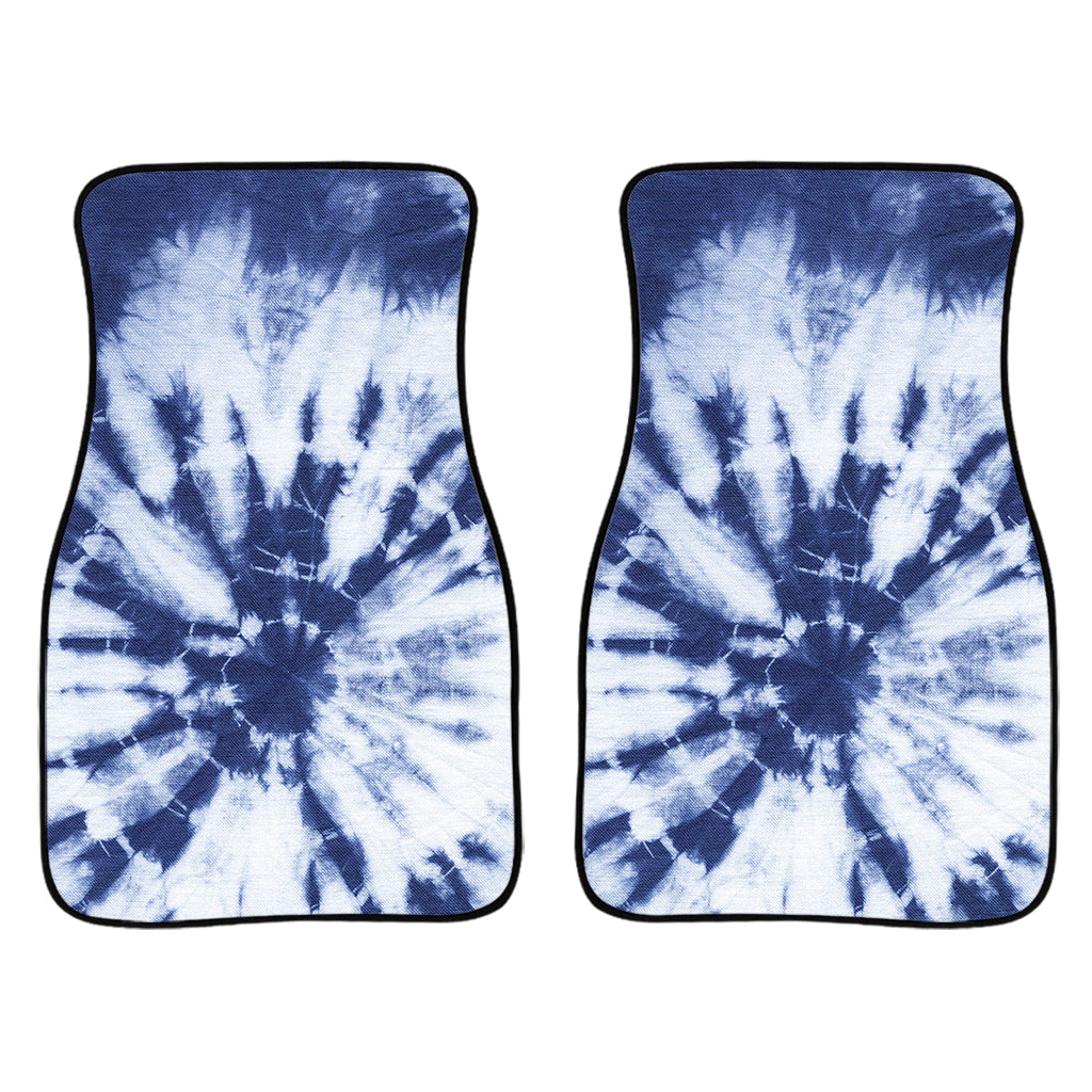Blue And White Tie Dye Print Front And Back Car Floor Mats/ Front Car Mat