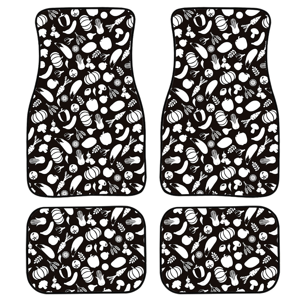 Blue And White Vegan Pattern Print Front And Back Car Floor Mats/ Front Car Mat