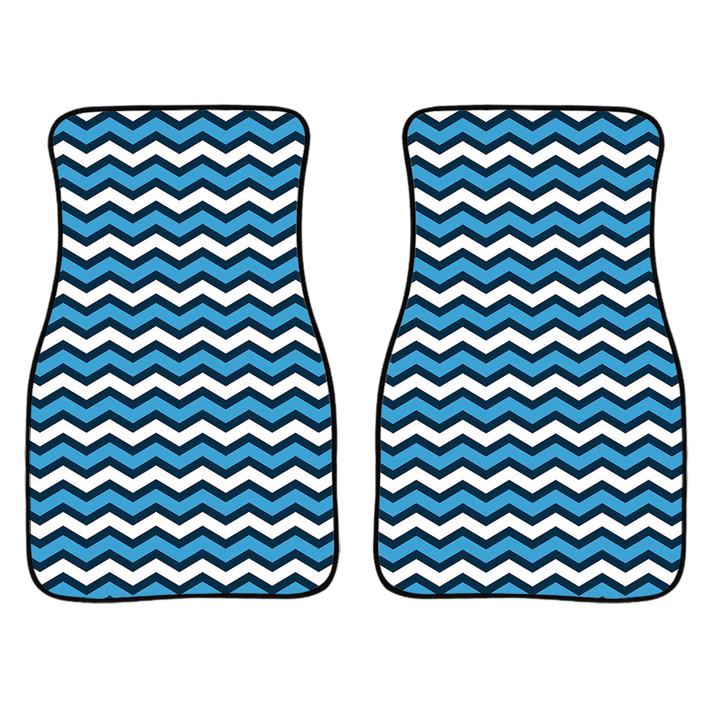 Blue And White Zigzag Pattern Print Front And Back Car Floor Mats/ Front Car Mat