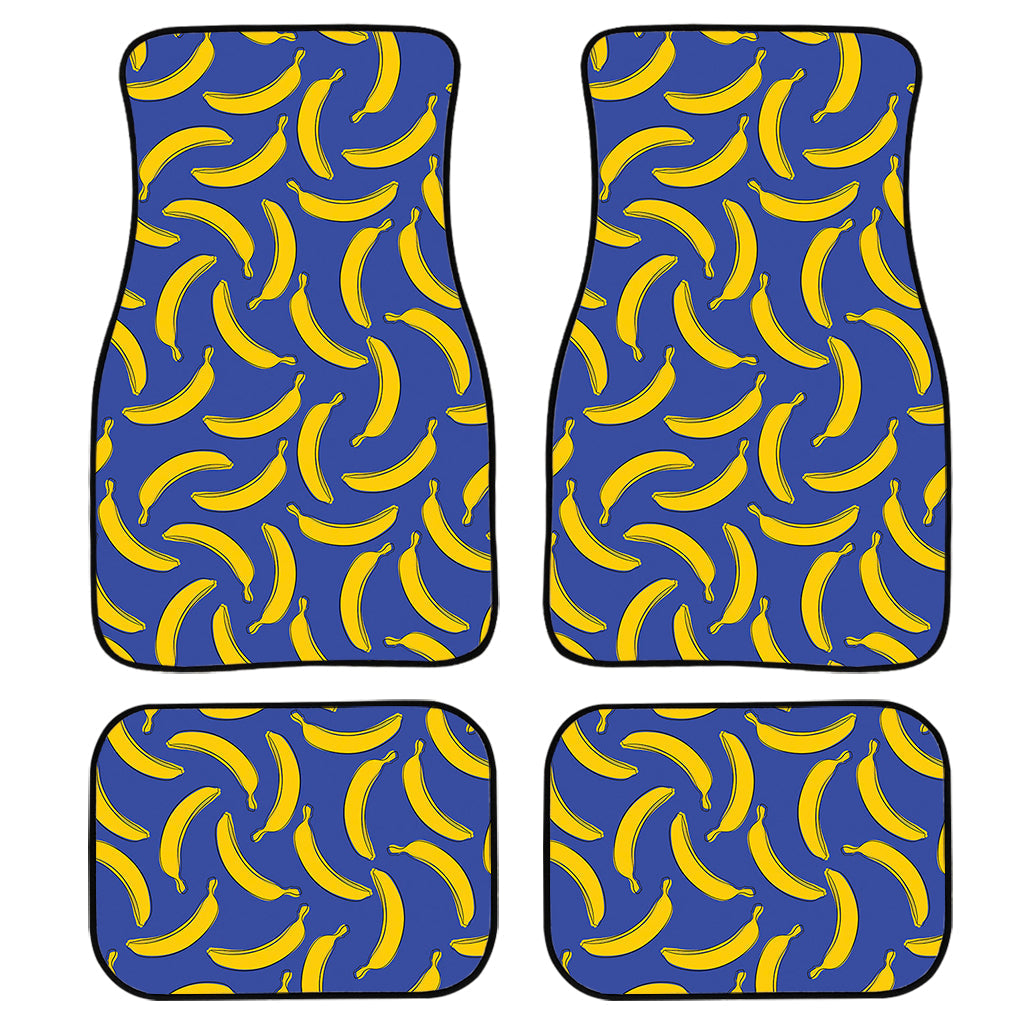 Blue And Yellow Banana Pattern Print Front And Back Car Floor Mats/ Front Car Mat