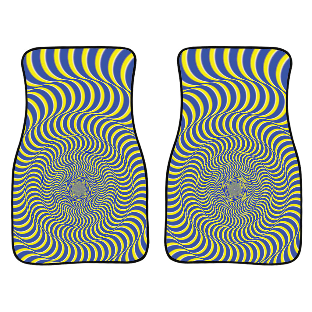 Blue And Yellow Illusory Motion Print Front And Back Car Floor Mats/ Front Car Mat
