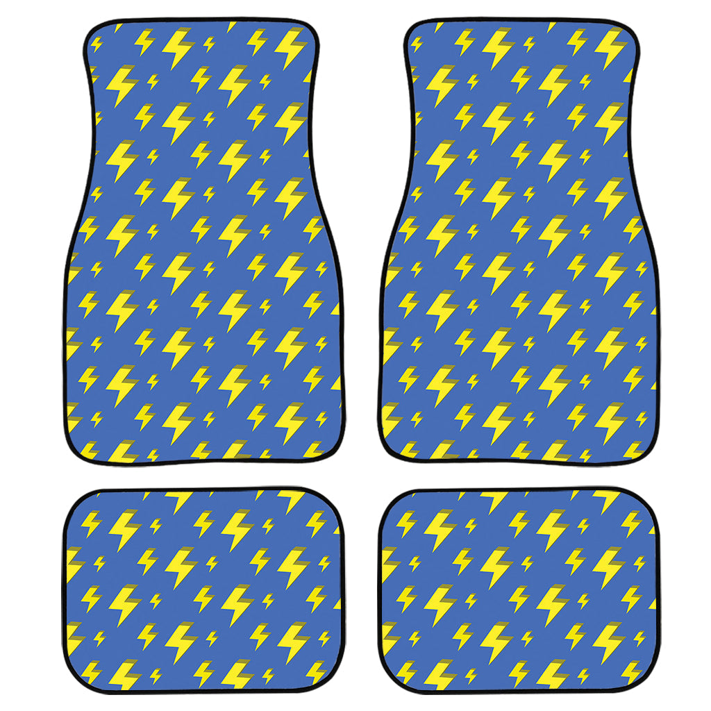 Blue And Yellow Lightning Pattern Print Front And Back Car Floor Mats/ Front Car Mat