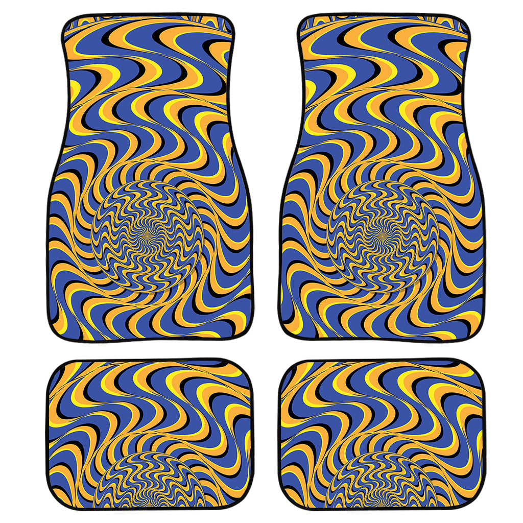 Blue And Yellow Motion Illusion Print Front And Back Car Floor Mats/ Front Car Mat
