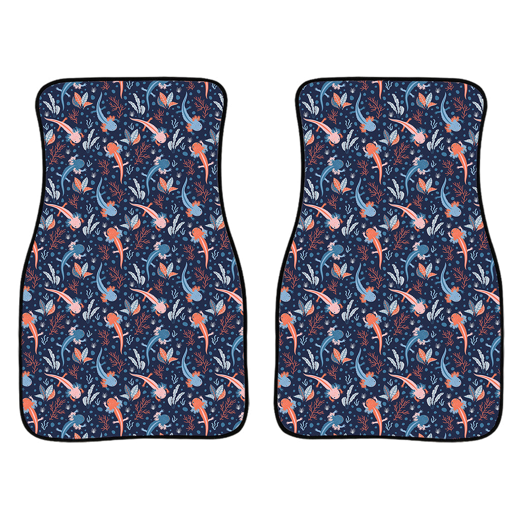 Blue Axolotl Pattern Print Front And Back Car Floor Mats/ Front Car Mat