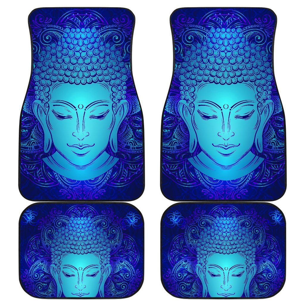 Blue Buddha Print Front And Back Car Floor Mats/ Front Car Mat