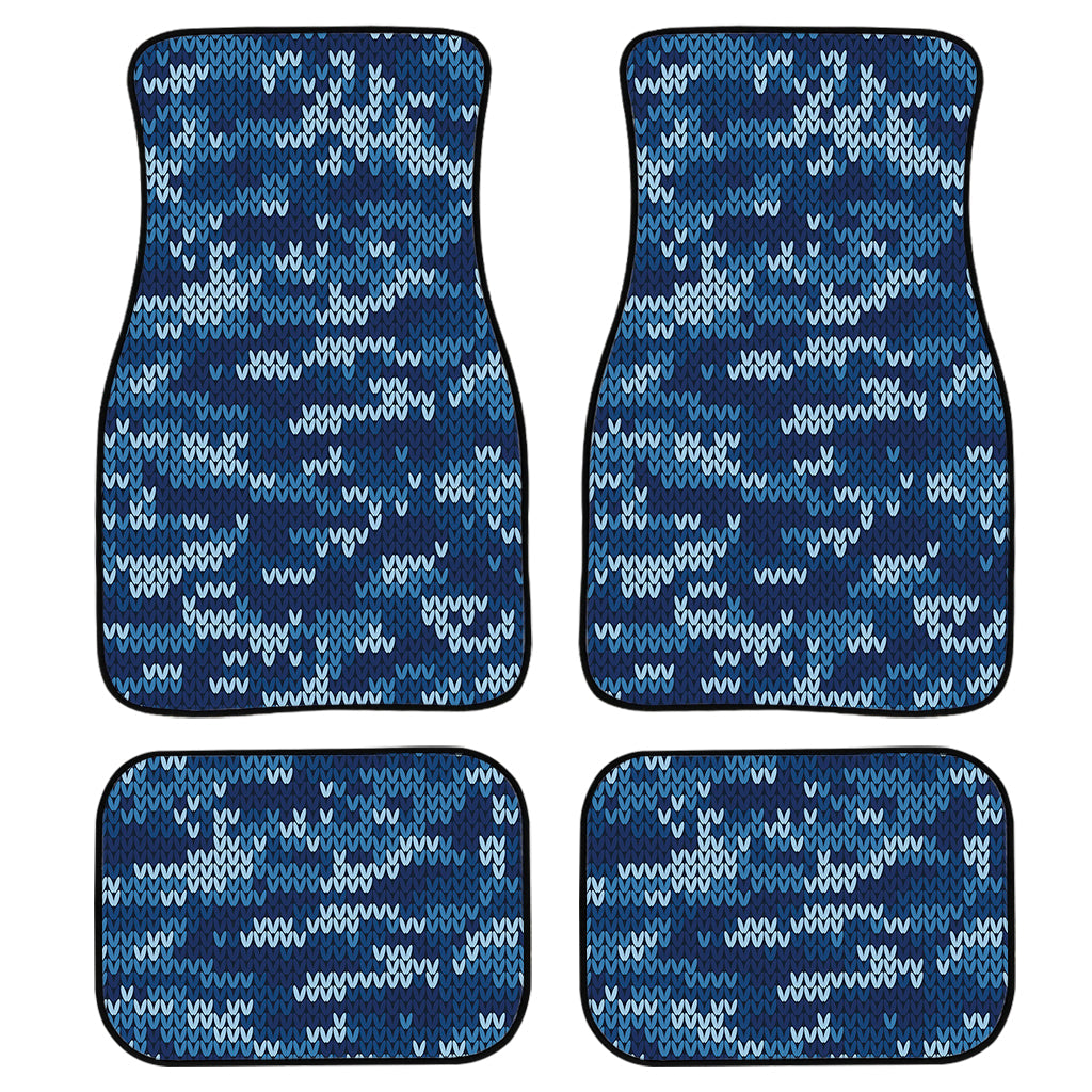 Blue Camouflage Knitted Pattern Print Front And Back Car Floor Mats/ Front Car Mat