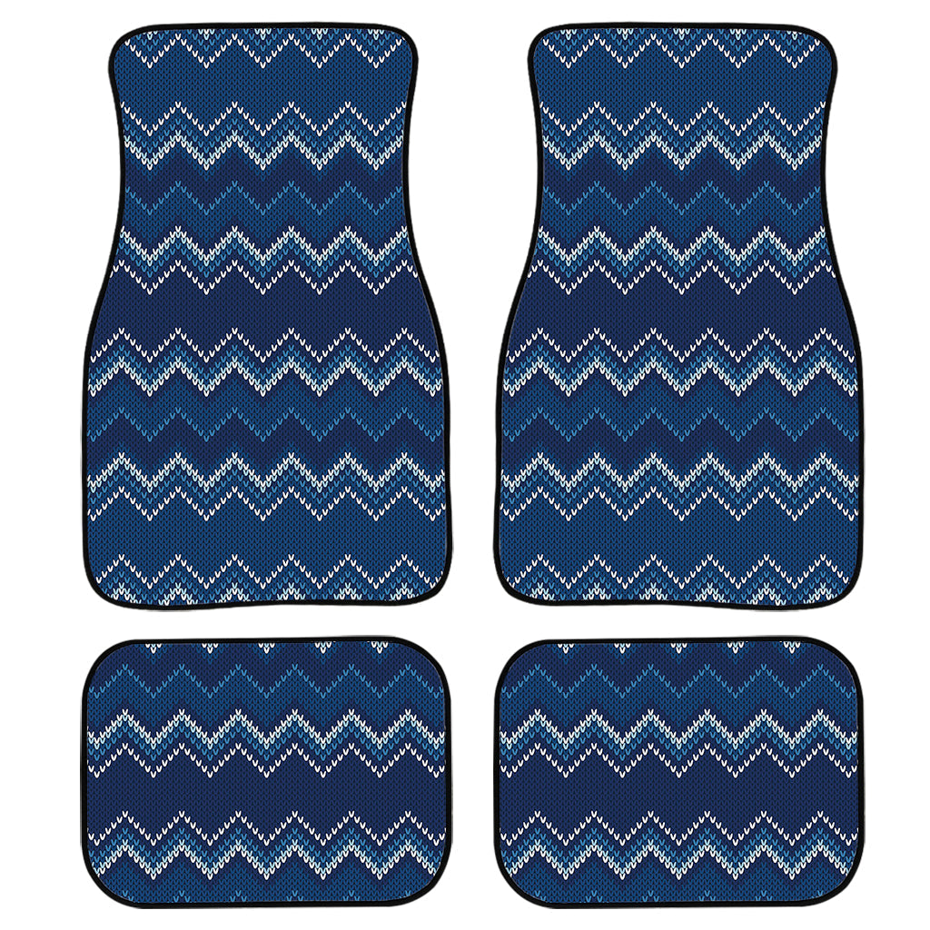 Blue Chevron Knitted Pattern Print Front And Back Car Floor Mats/ Front Car Mat
