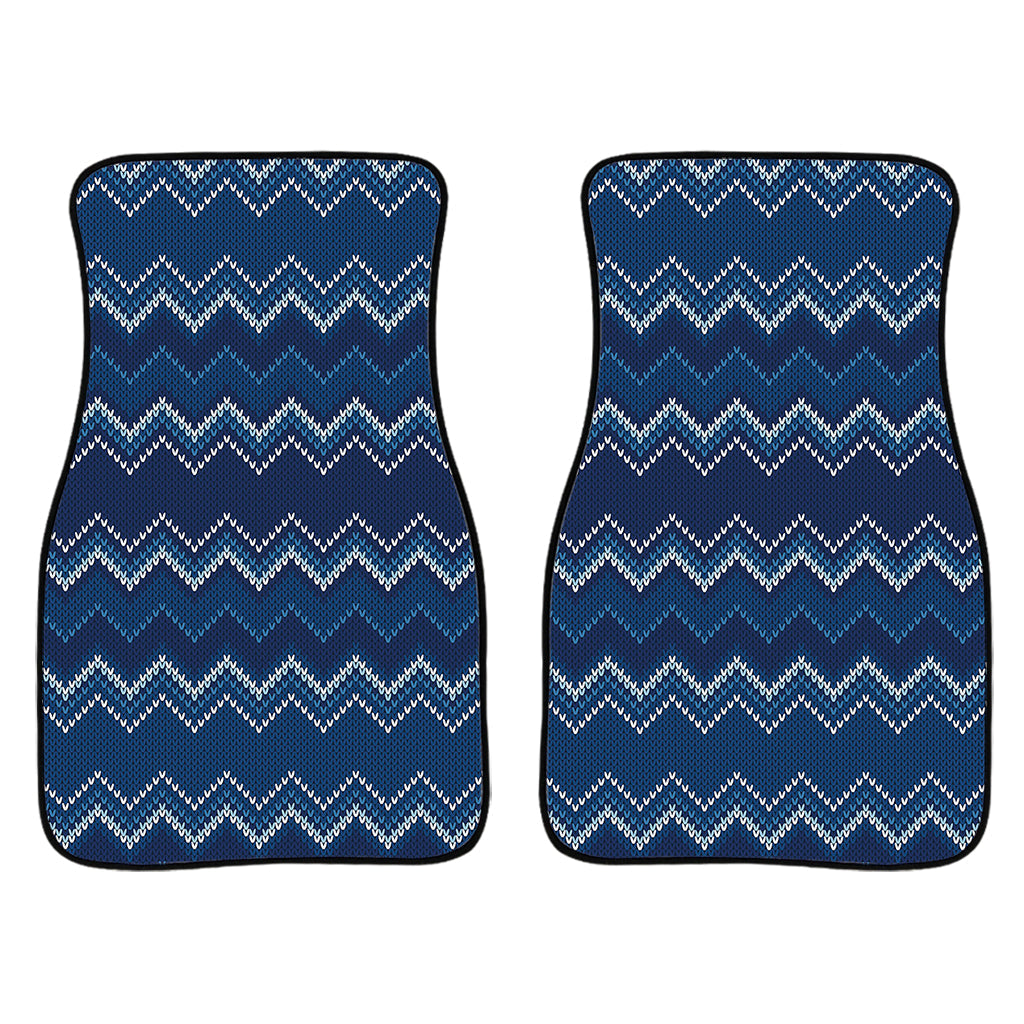 Blue Chevron Knitted Pattern Print Front And Back Car Floor Mats/ Front Car Mat
