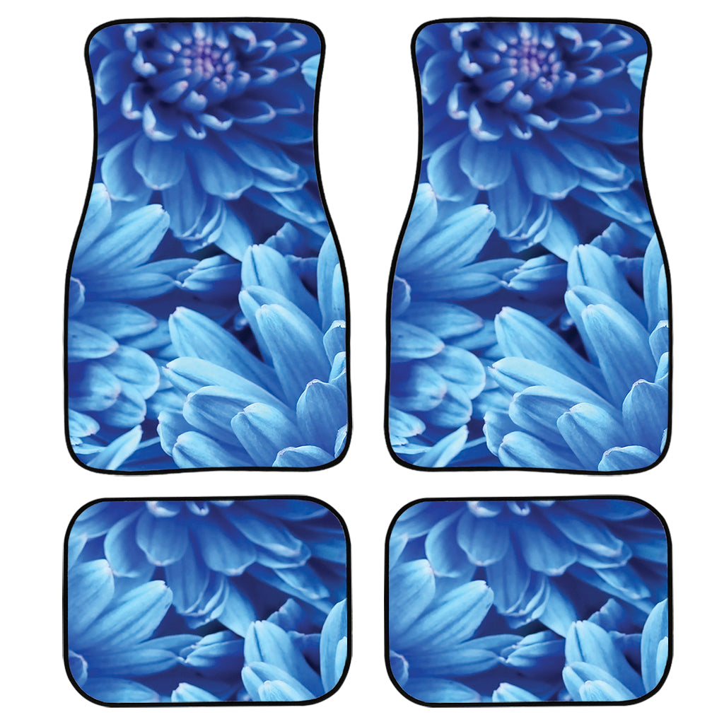 Blue Chrysanthemum Flower Print Front And Back Car Floor Mats/ Front Car Mat