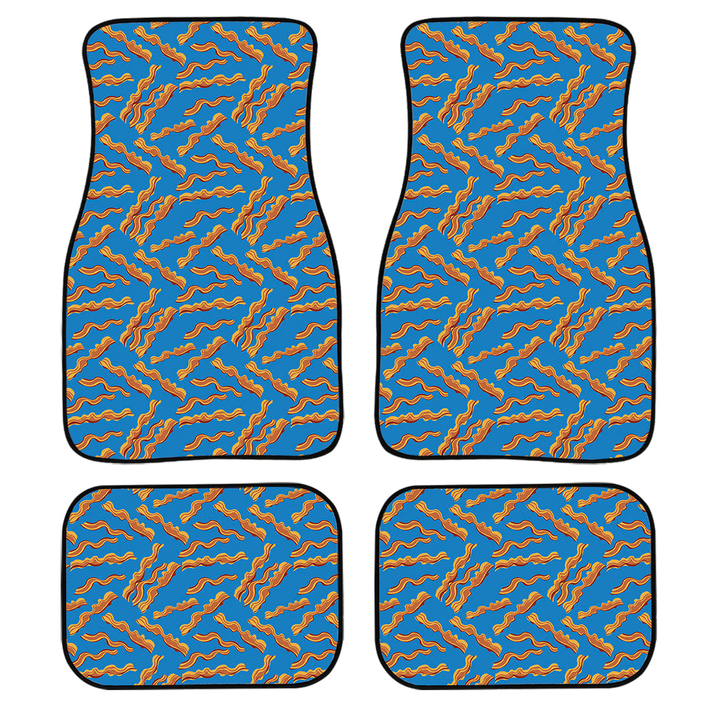 Blue Crispy Bacon Pattern Print Front And Back Car Floor Mats/ Front Car Mat