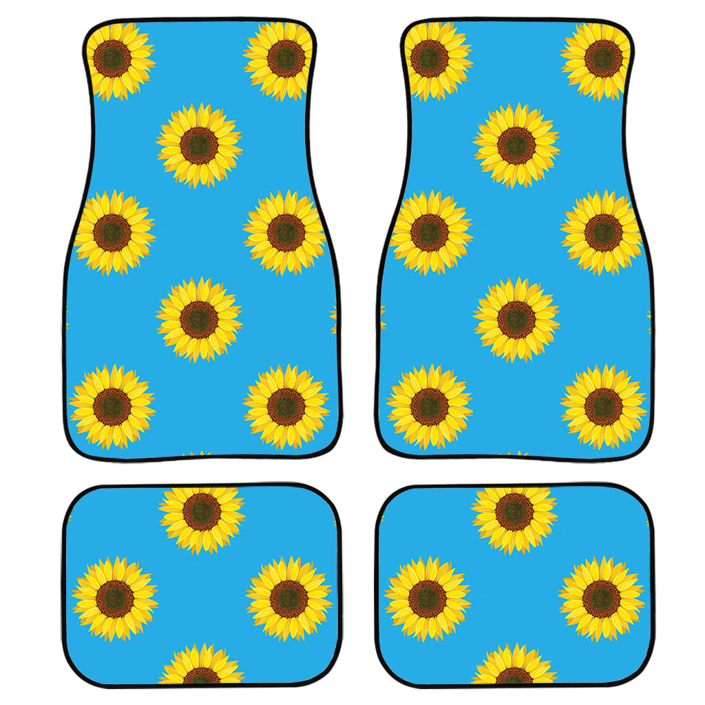 Blue Cute Sunflower Pattern Print Front And Back Car Floor Mats/ Front Car Mat