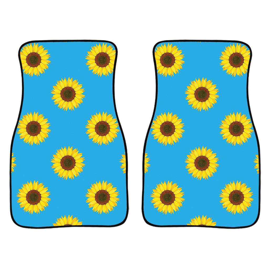 Blue Cute Sunflower Pattern Print Front And Back Car Floor Mats/ Front Car Mat