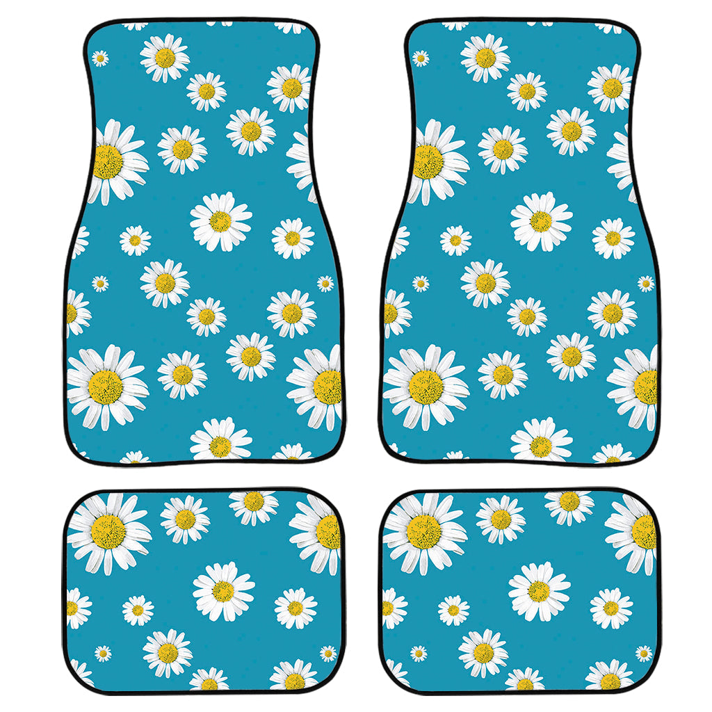 Blue Daisy Flower Pattern Print Front And Back Car Floor Mats/ Front Car Mat
