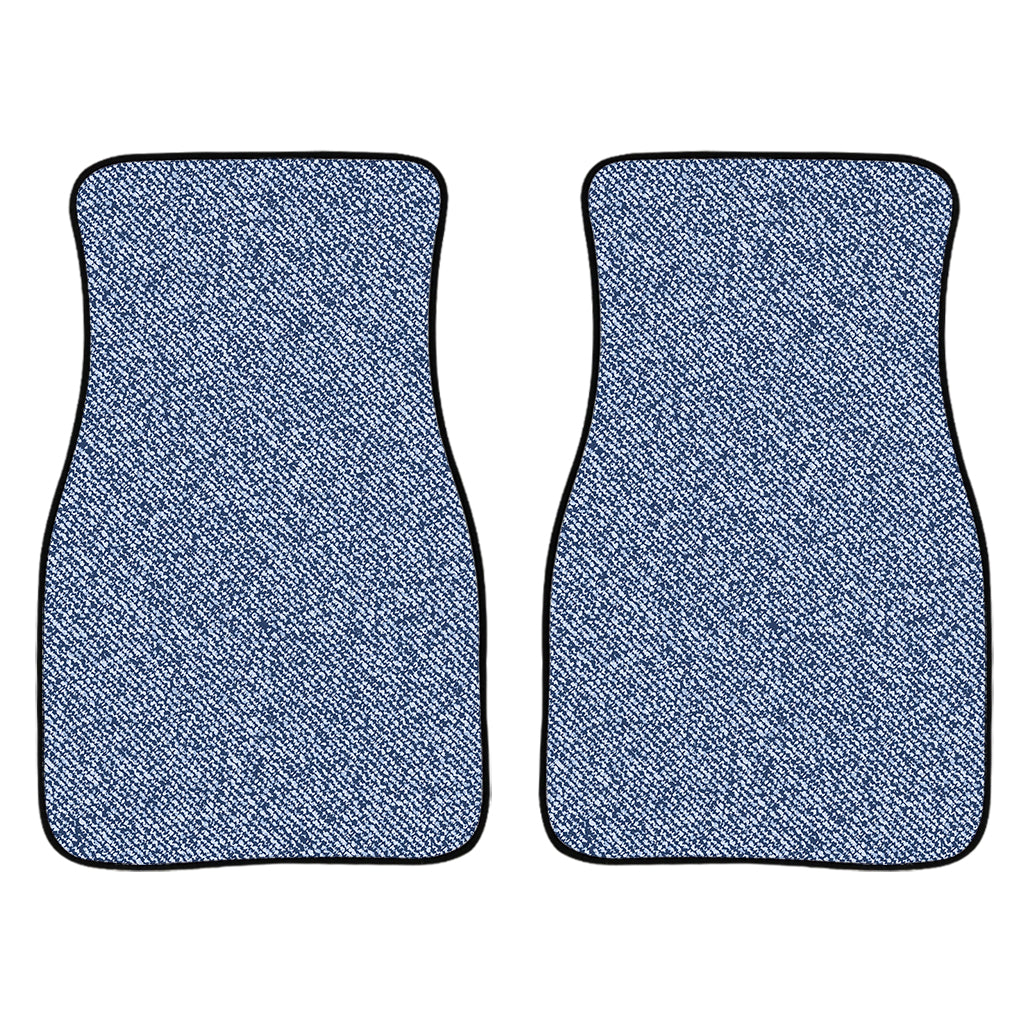 Blue Denim Jeans Pattern Print Front And Back Car Floor Mats/ Front Car Mat
