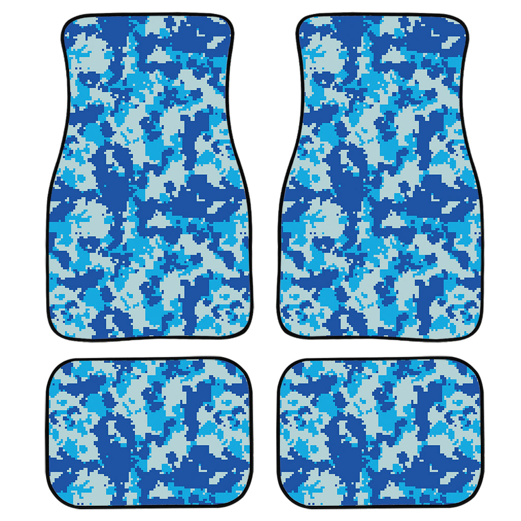 Blue Digital Camo Pattern Print Front And Back Car Floor Mats/ Front Car Mat