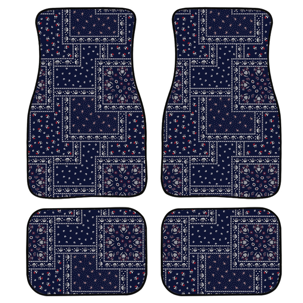 Blue Floral Patchwork Pattern Print Front And Back Car Floor Mats/ Front Car Mat