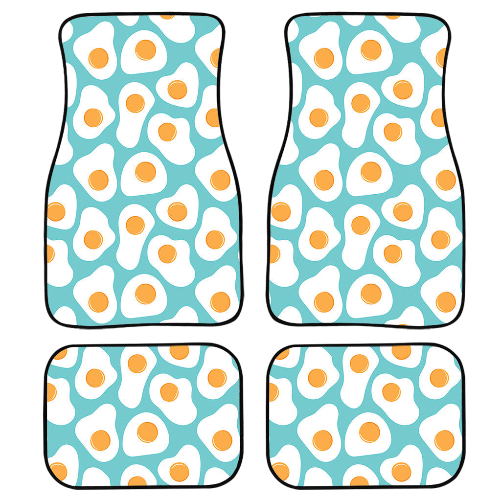 Blue Fried Eggs Pattern Print Front And Back Car Floor Mats/ Front Car Mat