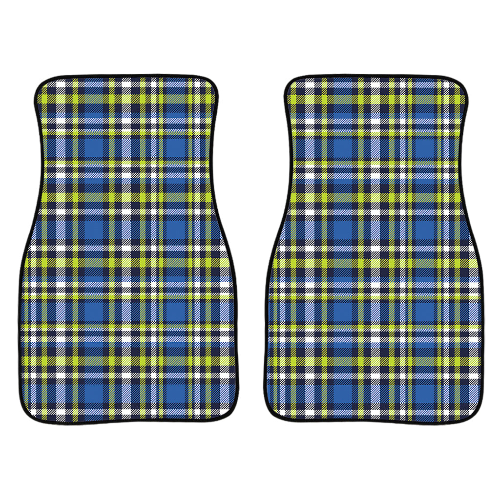 Blue Green And White Plaid Pattern Print Front And Back Car Floor Mats/ Front Car Mat