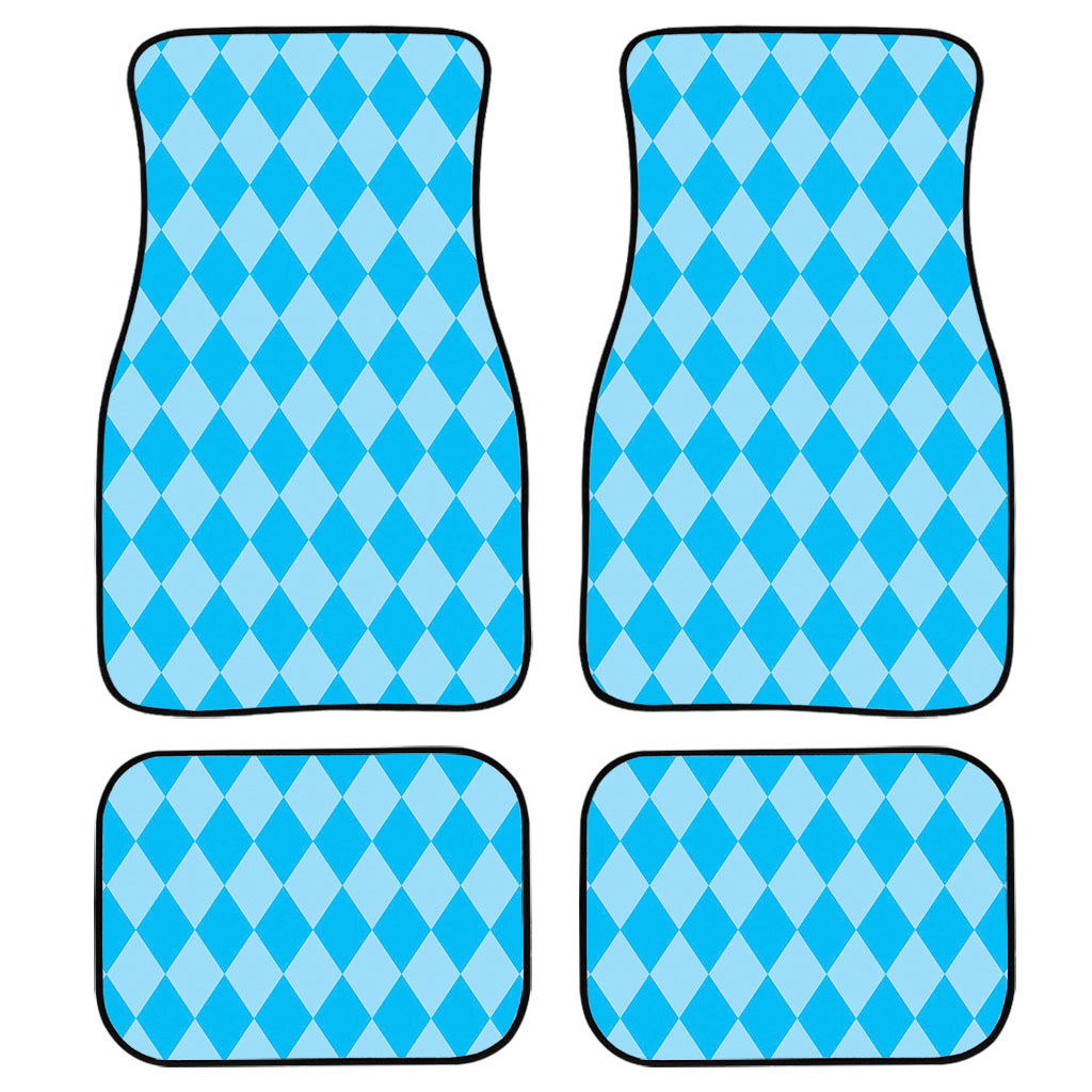 Blue Harlequin Pattern Print Front And Back Car Floor Mats/ Front Car Mat