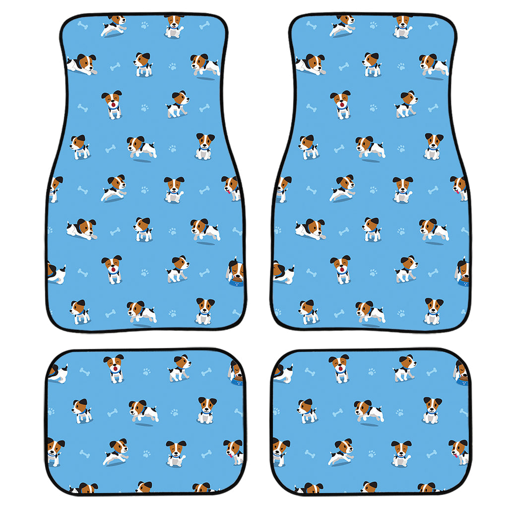 Blue Jack Russell Terrier Pattern Print Front And Back Car Floor Mats/ Front Car Mat