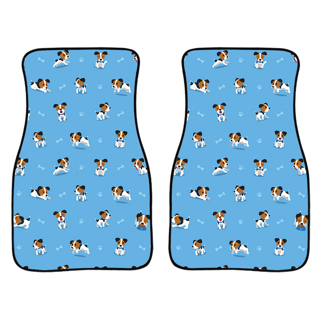 Blue Jack Russell Terrier Pattern Print Front And Back Car Floor Mats/ Front Car Mat