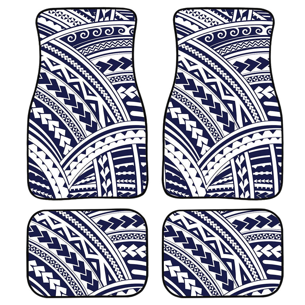 Blue Maori Polynesian Tattoo Print Front And Back Car Floor Mats/ Front Car Mat