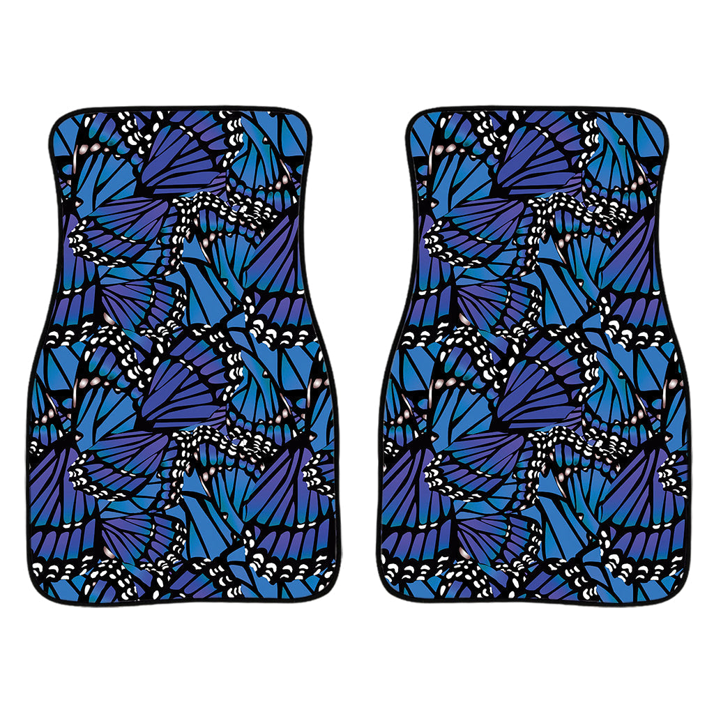 Blue Monarch Butterfly Wings Print Front And Back Car Floor Mats/ Front Car Mat