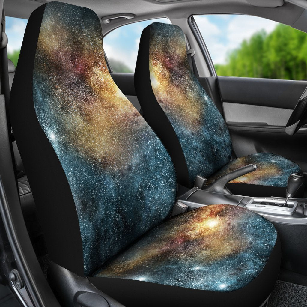 Blue Orange Stardust Galaxy Space Print Universal Fit Car Seat Covers