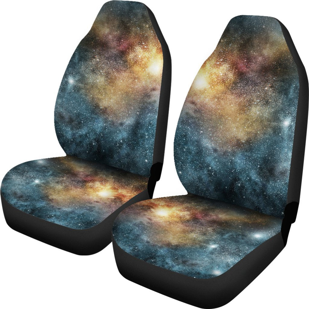 Blue Orange Stardust Galaxy Space Print Universal Fit Car Seat Covers