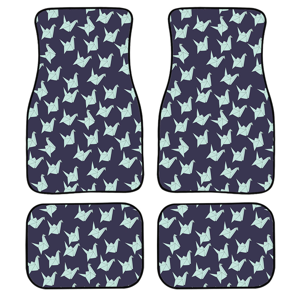 Blue Origami Crane Pattern Print Front And Back Car Floor Mats/ Front Car Mat
