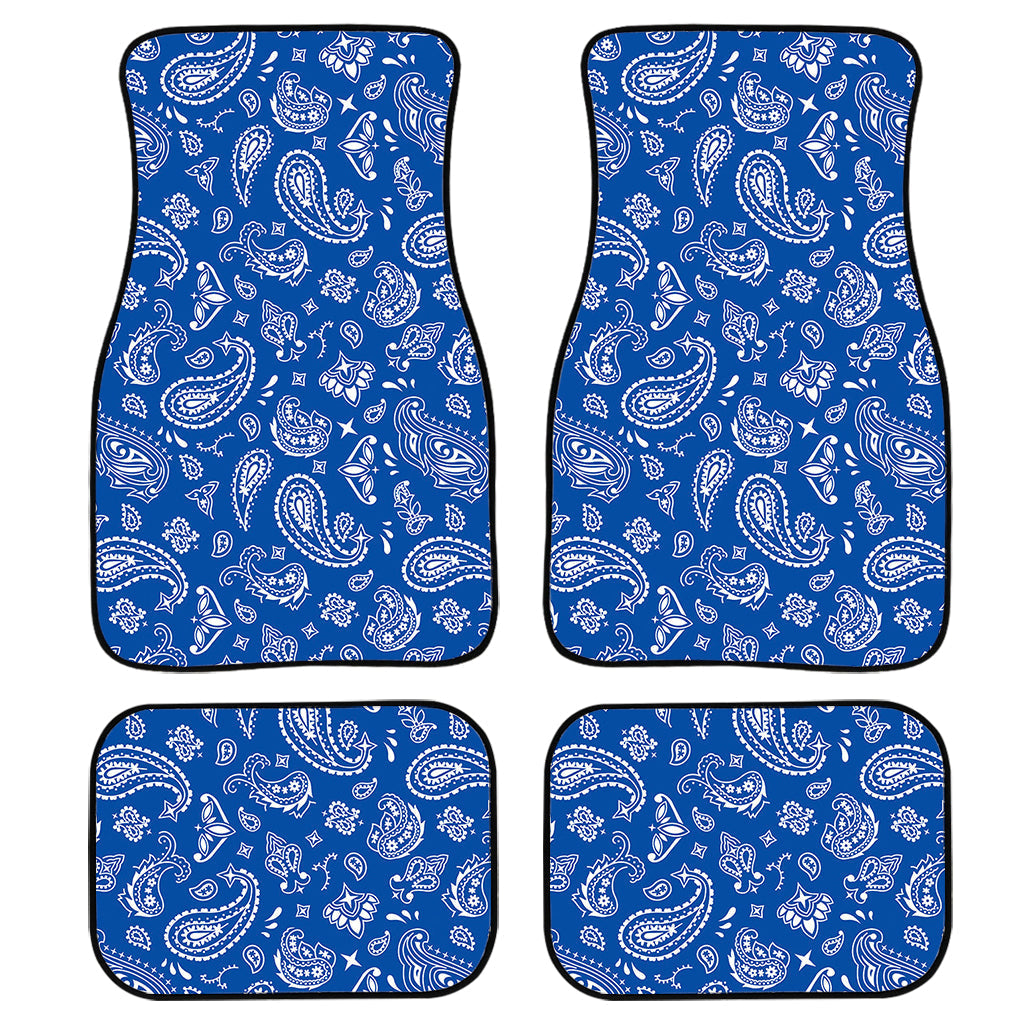 Blue Paisley Bandana Pattern Print Front And Back Car Floor Mats/ Front Car Mat
