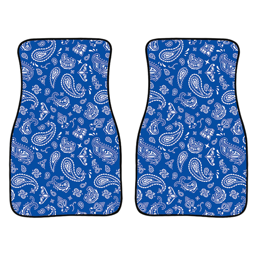 Blue Paisley Bandana Pattern Print Front And Back Car Floor Mats/ Front Car Mat