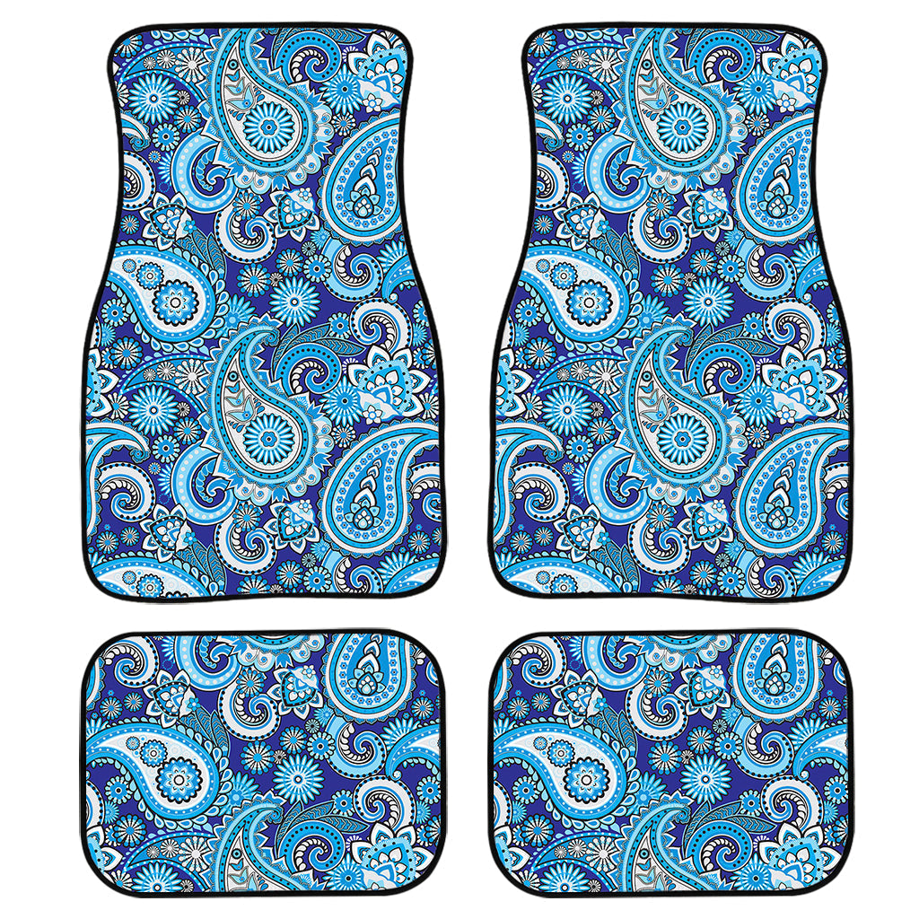 Blue Paisley Pattern Print Front And Back Car Floor Mats/ Front Car Mat