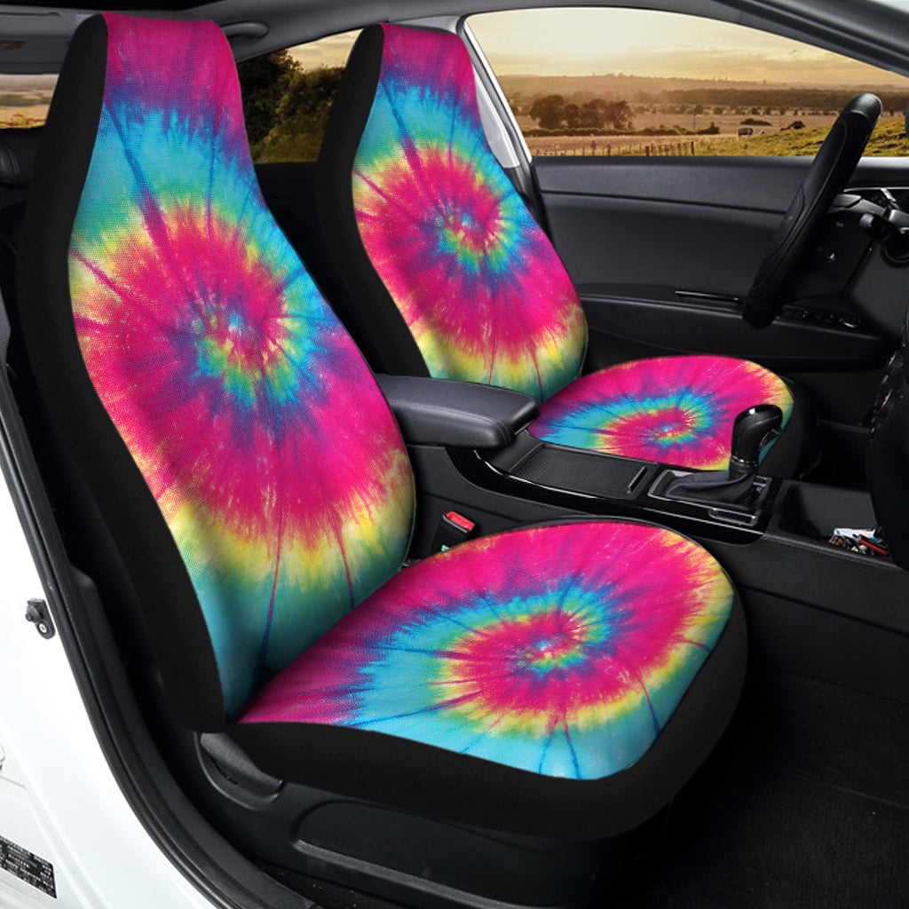 Blue Pink And Yellow Tie Dye Print Universal Fit Car Seat Covers