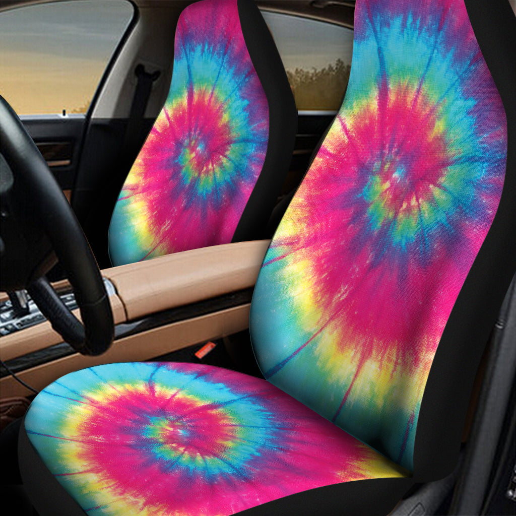 Blue Pink And Yellow Tie Dye Print Universal Fit Car Seat Covers