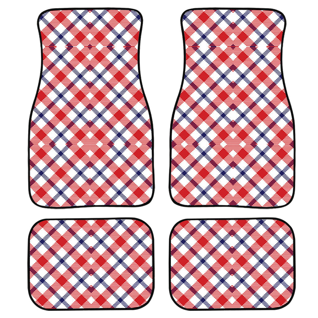 Blue Red And White American Plaid Print Front And Back Car Floor Mats/ Front Car Mat