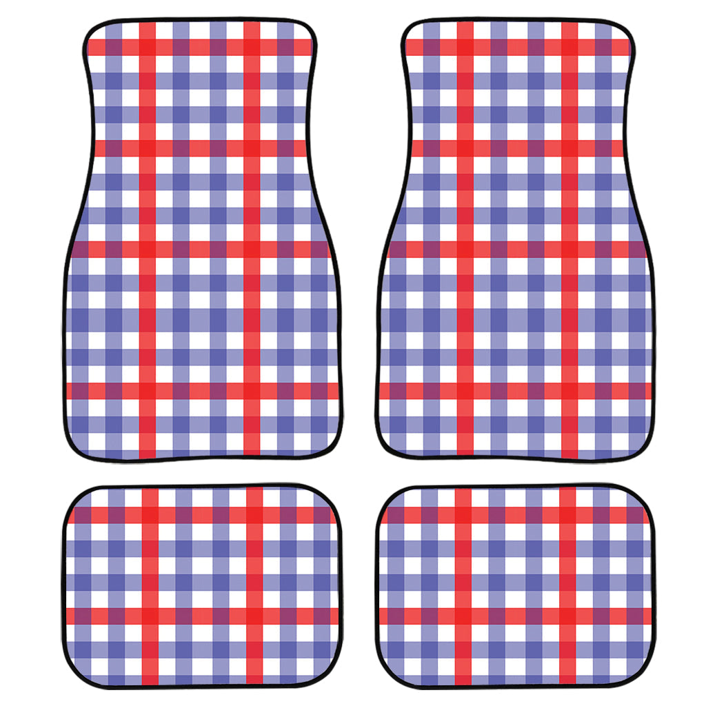 Blue Red And White Check Pattern Print Front And Back Car Floor Mats/ Front Car Mat