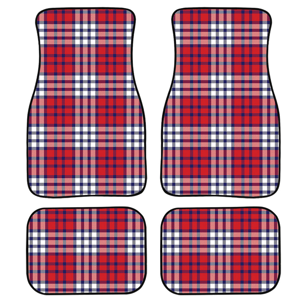 Blue Red And White Usa Plaid Print Front And Back Car Floor Mats/ Front Car Mat